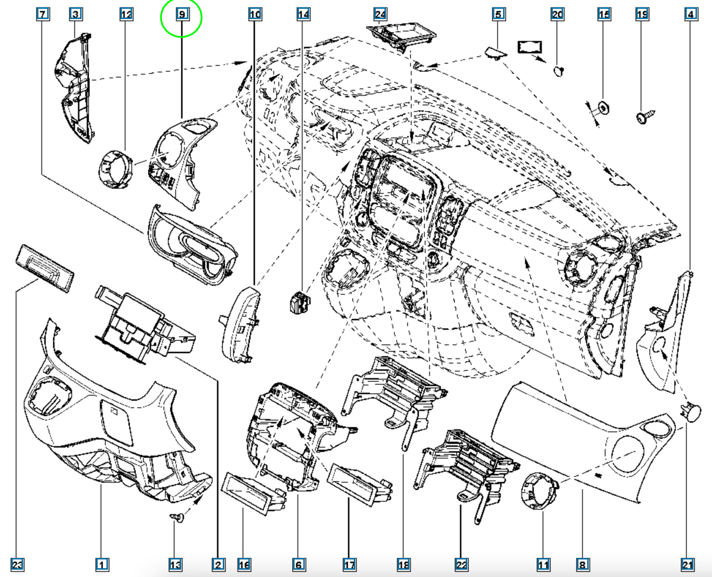 Pièce d'origine Boîtier d'aérateur droit pour Renault Trafic III Opel Vivaro B 683100728R
