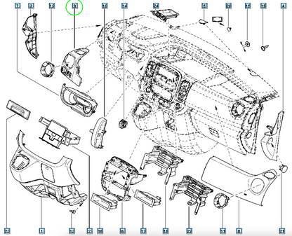 Pièce d'origine Boîtier d'aérateur droit pour Renault Trafic III Opel Vivaro B 683100728R