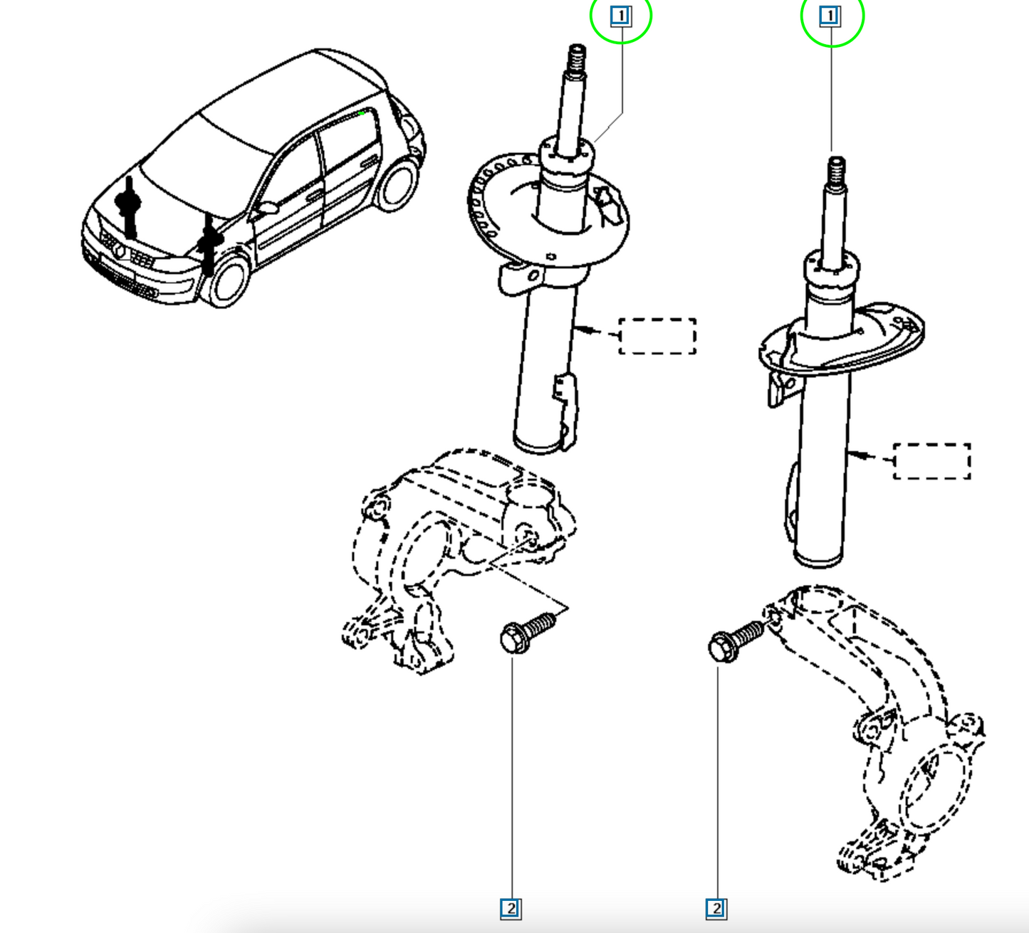 Pièce d'origine Amortisseur avant pour Renault Megane II 8200663654