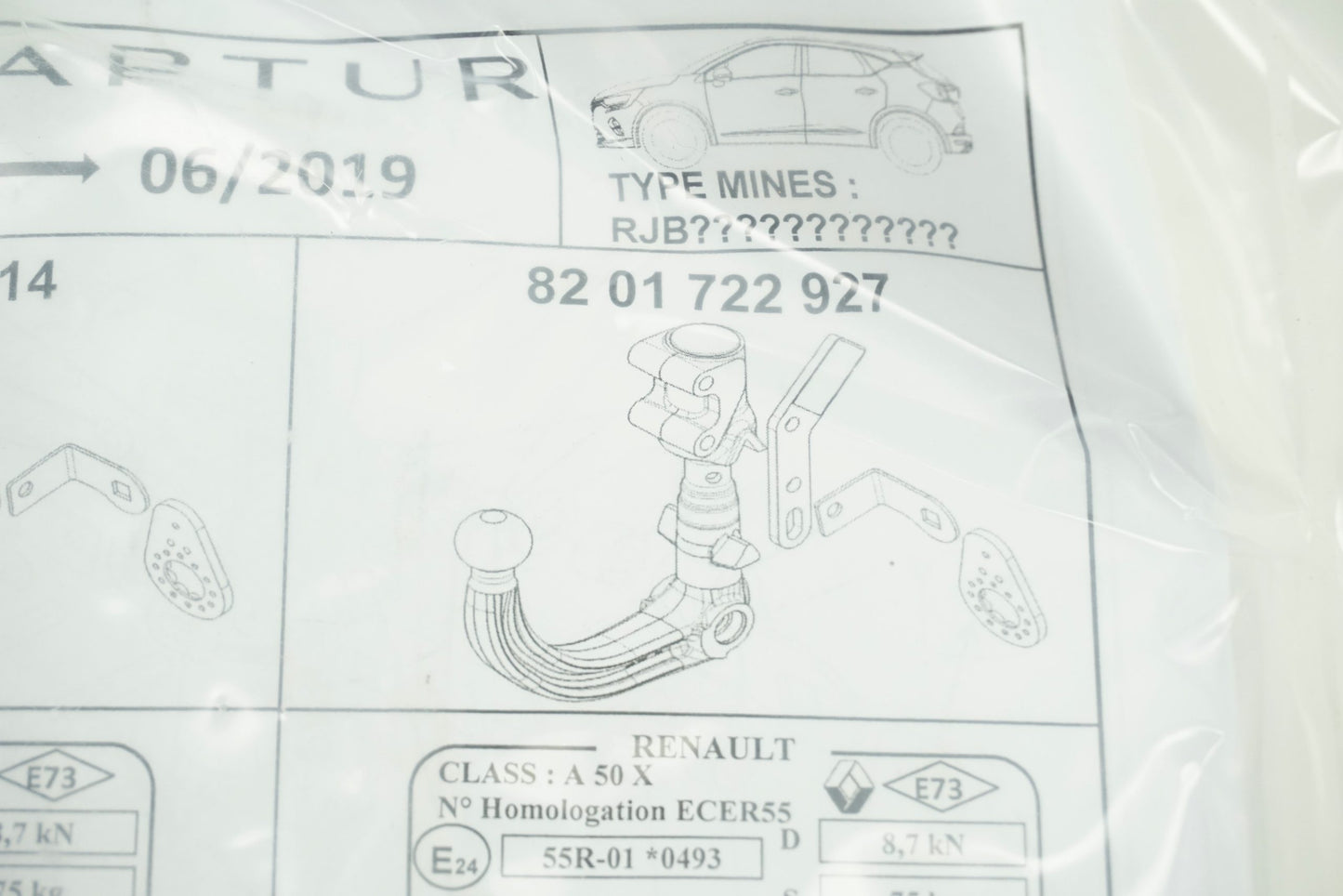 Pièce d'origine Kit de montage avec boule d'attelage pour Renault Captur II 8201722927