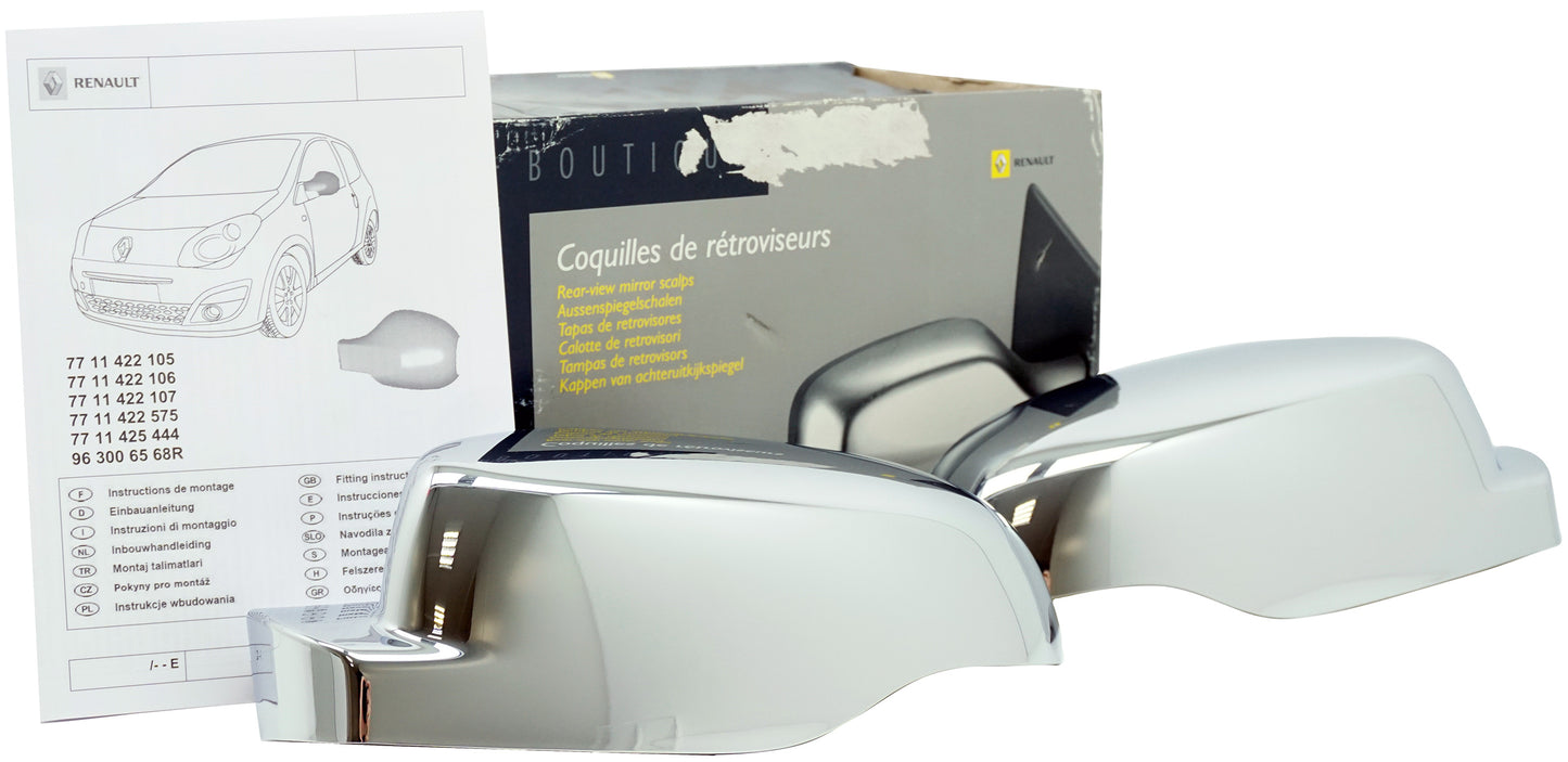 Pièce d'origine Coques chromées de rétroviseur pour Renault Clio Twingo 963006568R
