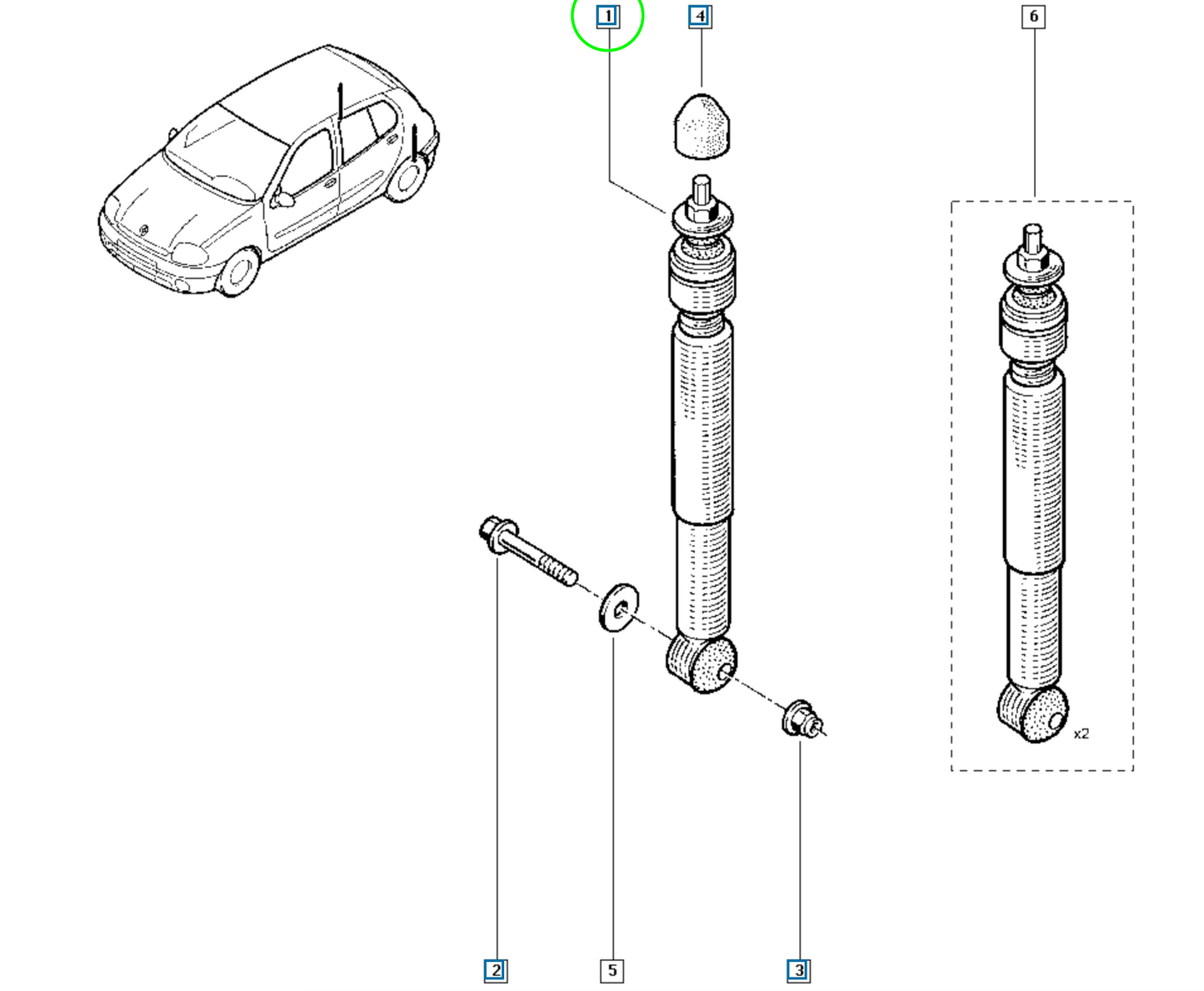 Pièce d'origine Amortisseur arrière pour Renault Clio Thalia II 562107519R