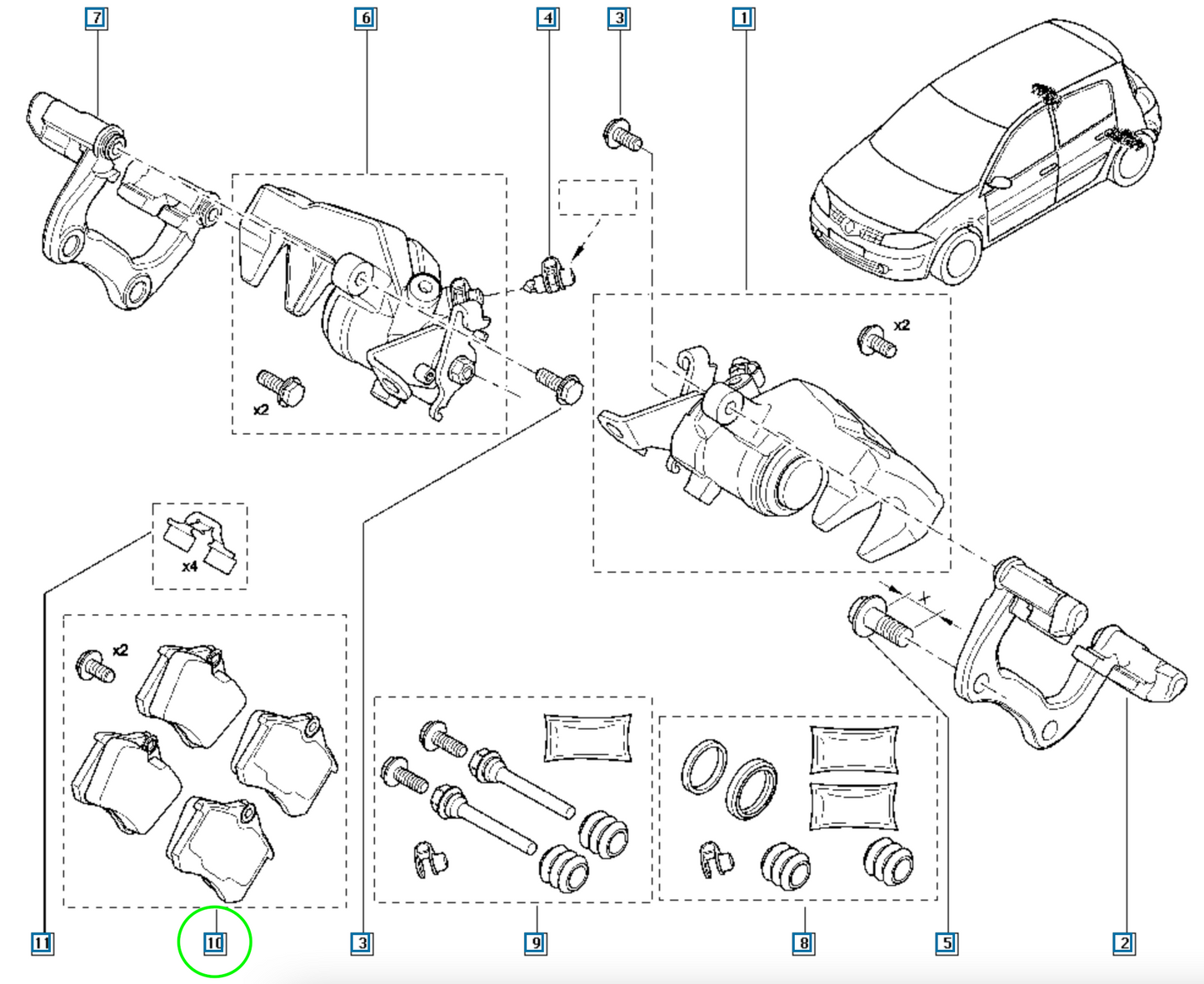 Pièce d'origine Plaquettes de frein arrière pour Renault Megane Clio Espace Scenic 440600819R