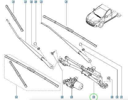Pièce d'origine Tringlerie de mécanisme d'essuie-glace pour Renault Megane III 288000001R
