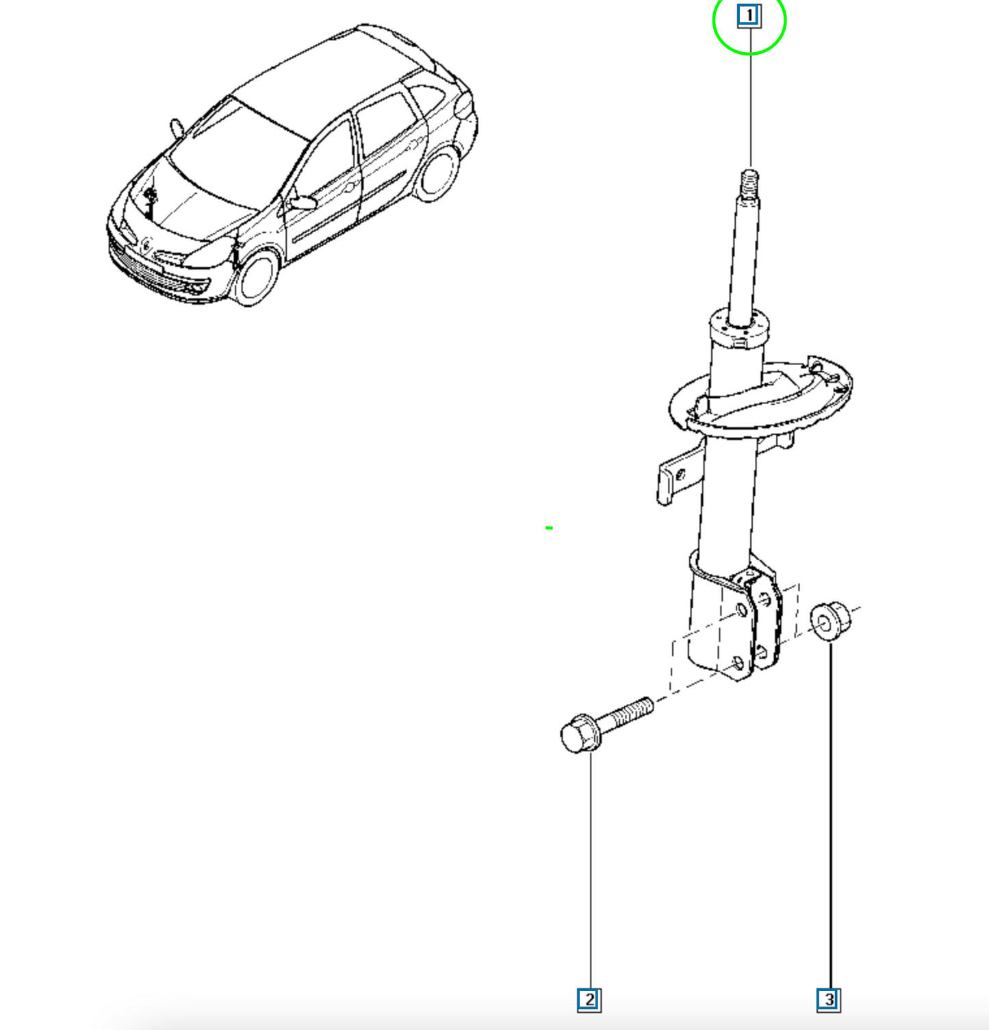 Pièce d'origine Amortisseur avant pour Renault Clio III Modus 543022134R