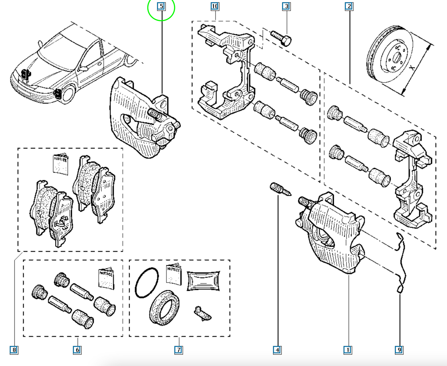 Pièce d'origine Étrier de frein avant droit pour Renault Laguna Espace 7711135698