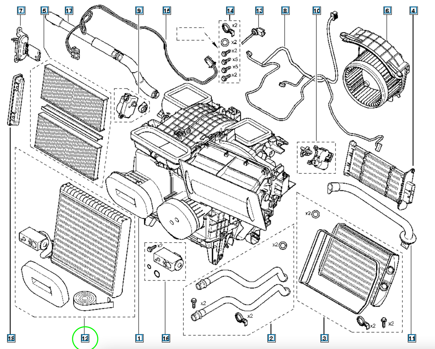 Pièce d'origine Évaporateur de climatisation avec détendeur pour Renault Master III 272811917R