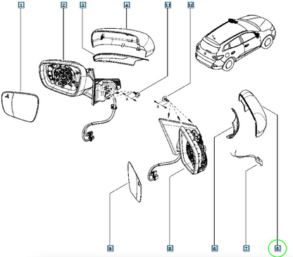 Pièce d'origine Coque de rétroviseur droite pour Renault Kadjar Espace V 963743020R