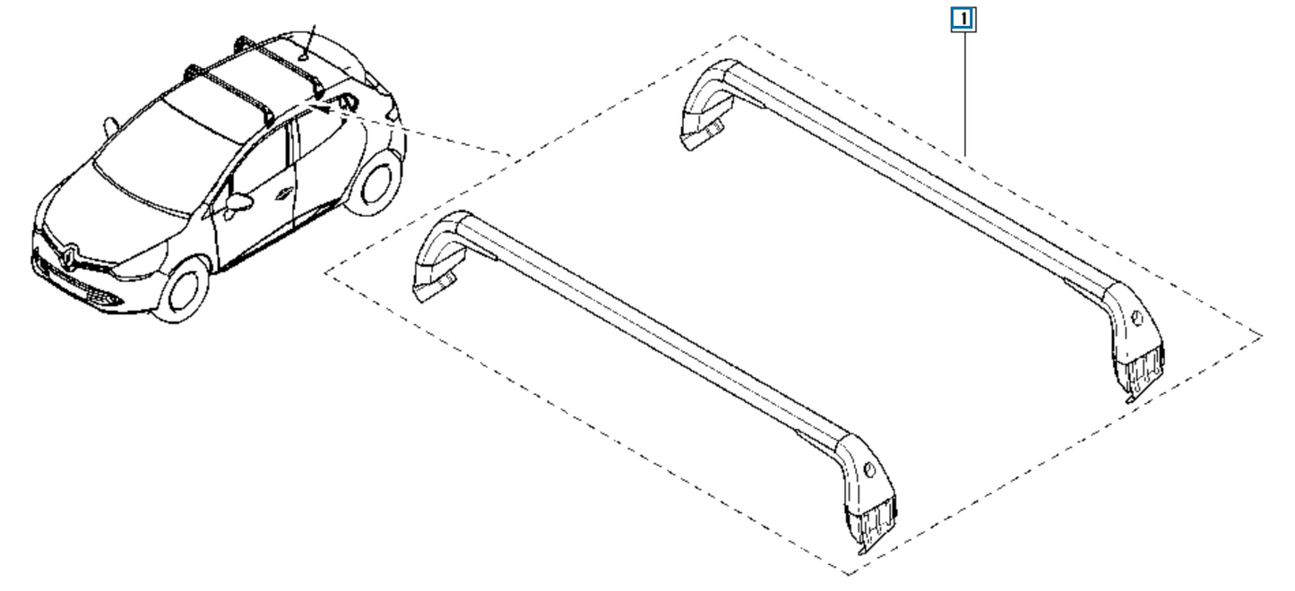 Pièce d'origine Barres de toit transversales pour Renault Clio IV Grandtour 8201321621
