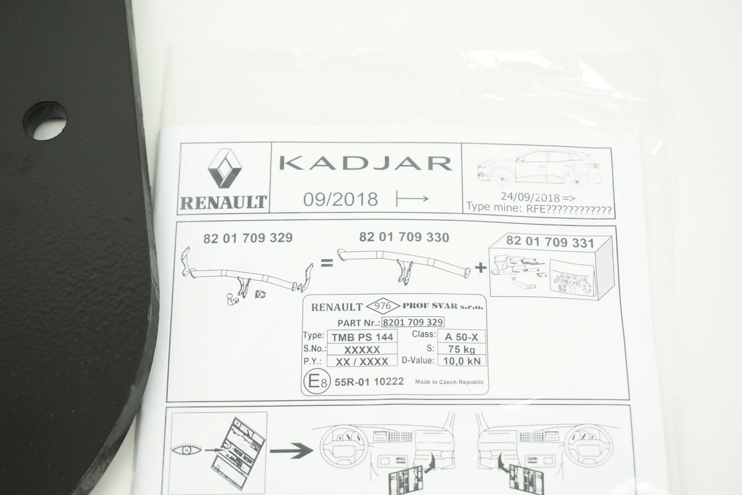 Pièce d'origine Kit de montage d'attelage pour Renault Kadjar 8201709331