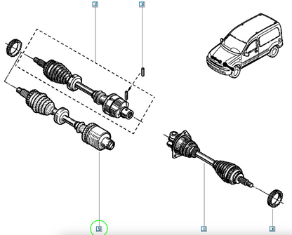 Pièce d'origine Cardan avant droit pour Renault Kangoo I 7711135835