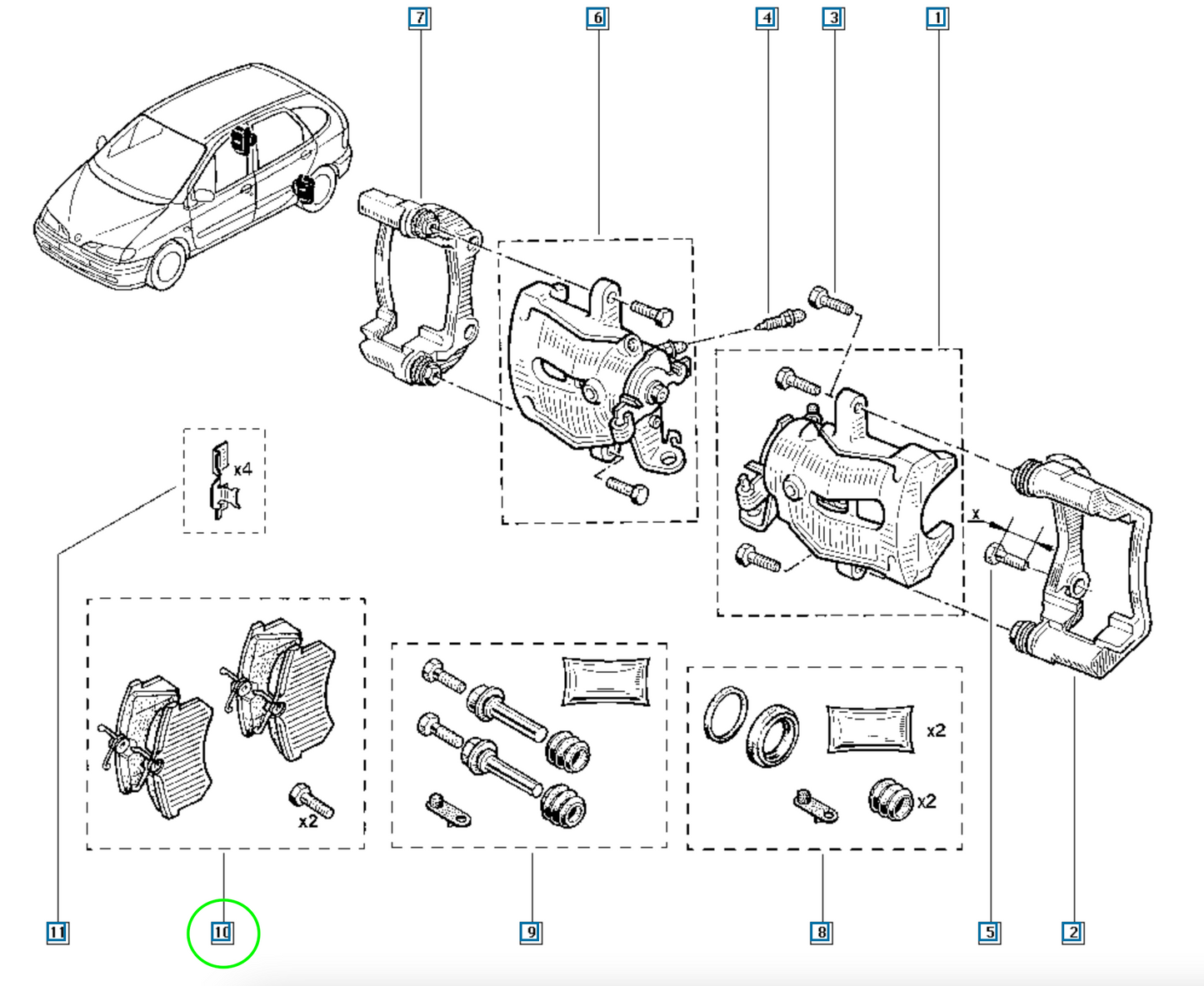 Pièce d'origine Plaquettes de frein arrière pour Renault Megane Clio Modus 440605839R