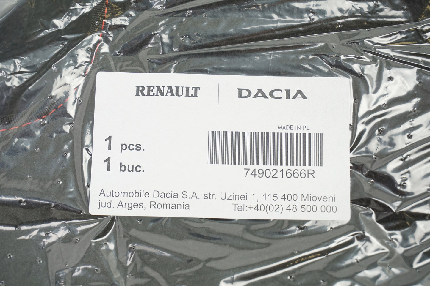 Pièce d'origine Tapis de sol velours pour Dacia Sandero II 749021666R