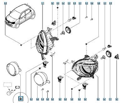 Pièce d'origine Feu antibrouillard feu de jour droit pour Renault Twingo III 266007904R