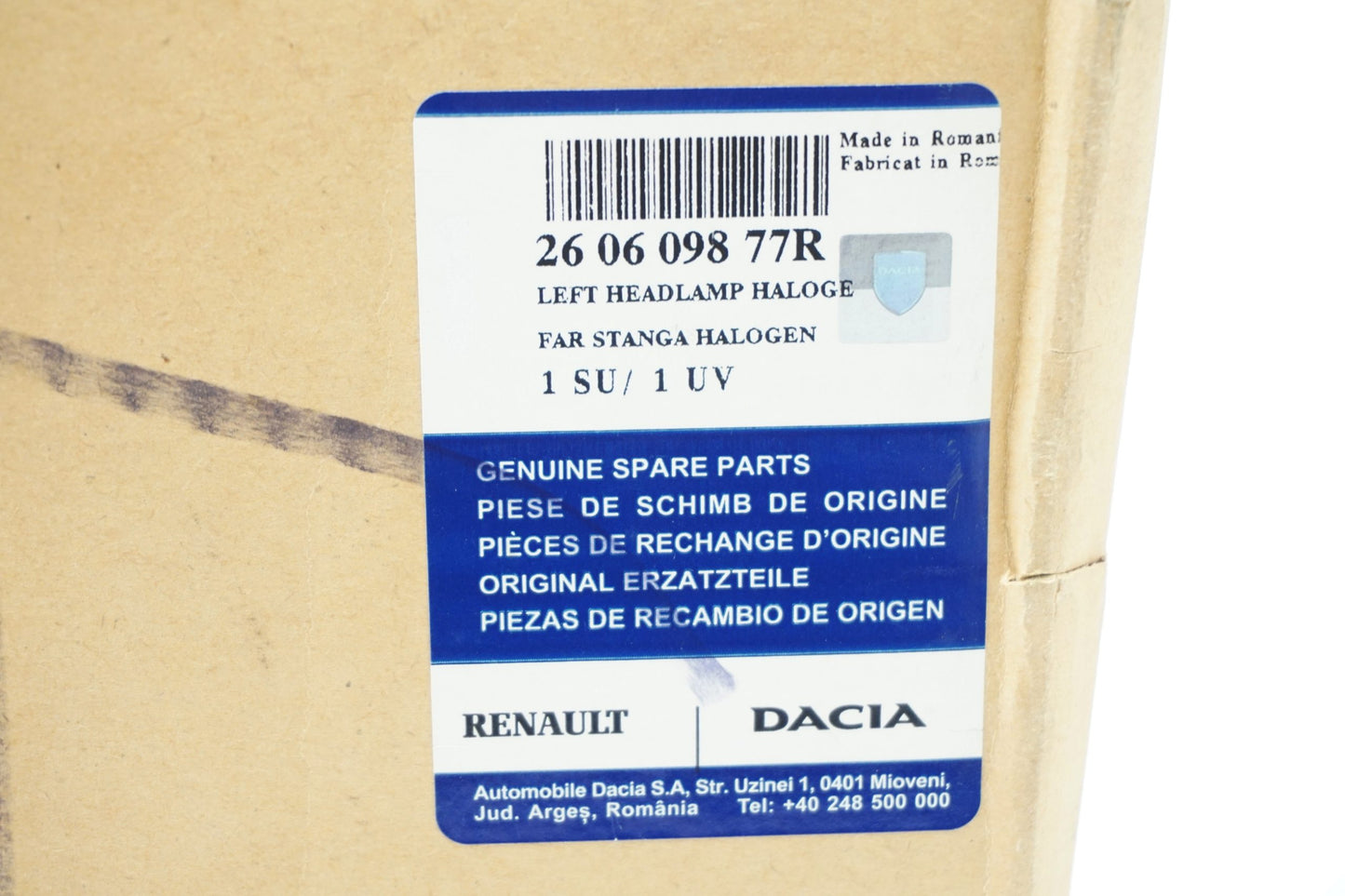 Phare gauche pour Dacia Duster 260606677R