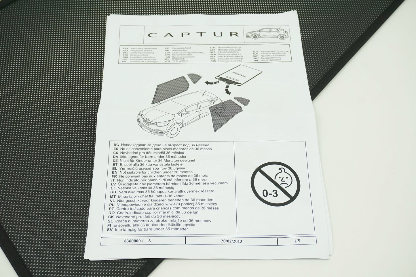 Nouveaux stores pare-soleil pour vitres latérales arrière pour Renault Captur I 7711575371