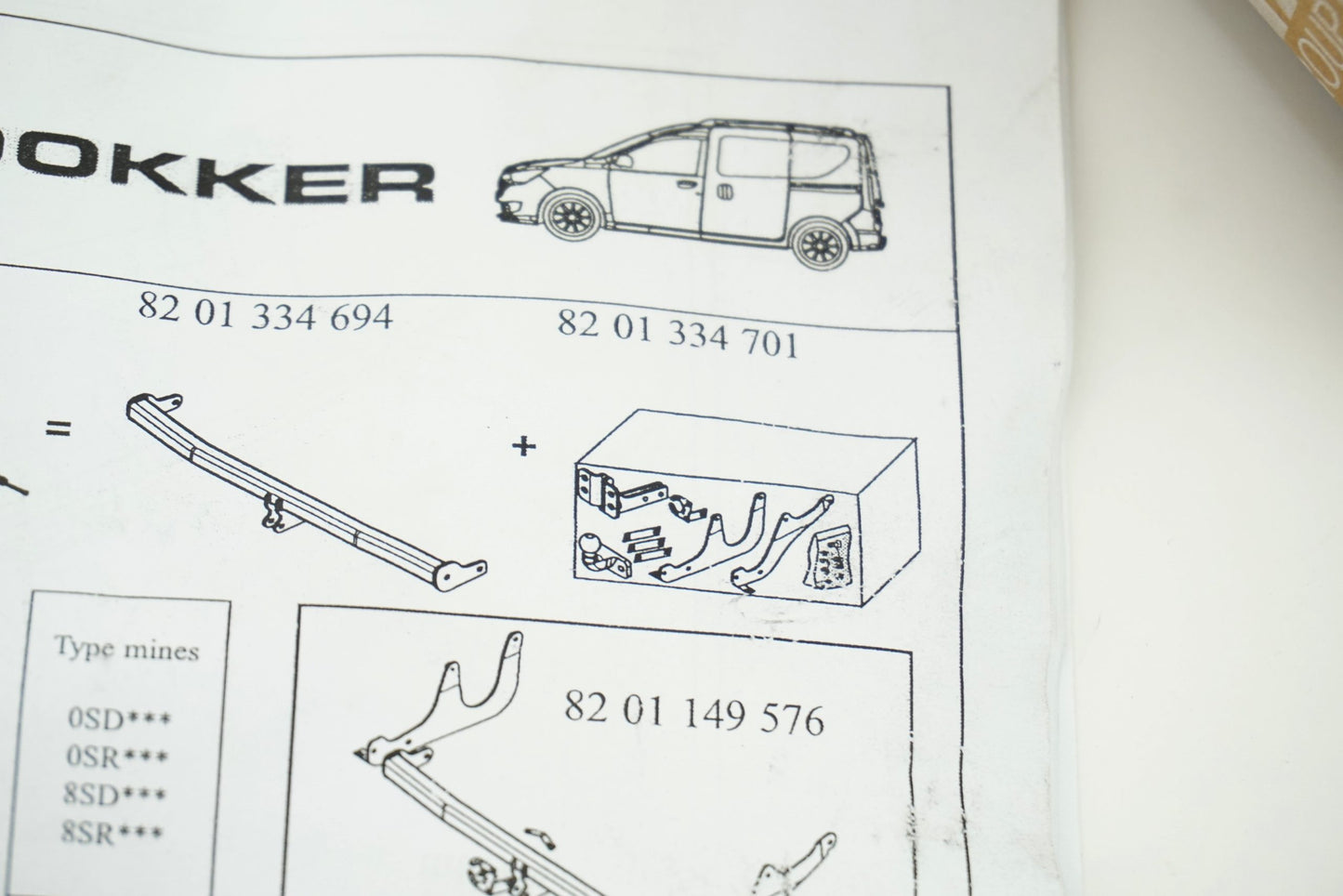 Attelage pour Dacia Dokker 8201534701