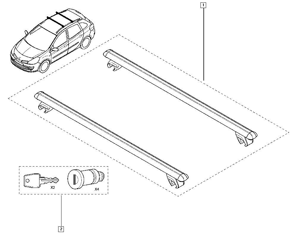 Barres de toit pour Renault Clio III Laguna III 7711422448