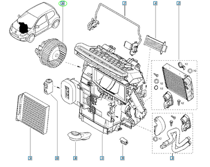 Pièce d'origine Pulseur d'air habitacle pour Renault Twingo Duster Logan 7701067982