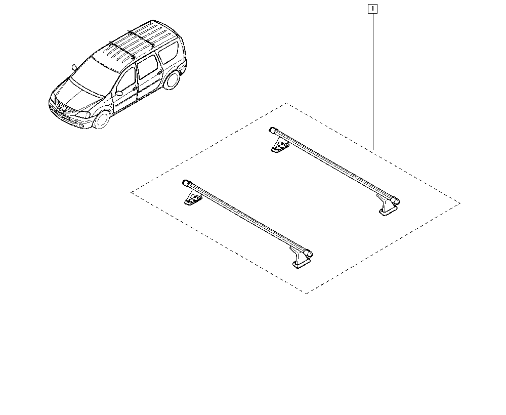 Pièce d'origine Barres de toit transversales pour Dacia Logan 6001998209
