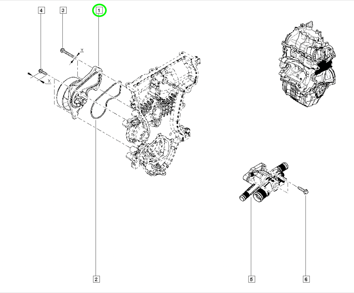 Pièce d'origine Pompe à eau pour Renault Dacia Logan Sandero II 1.0 210102662R