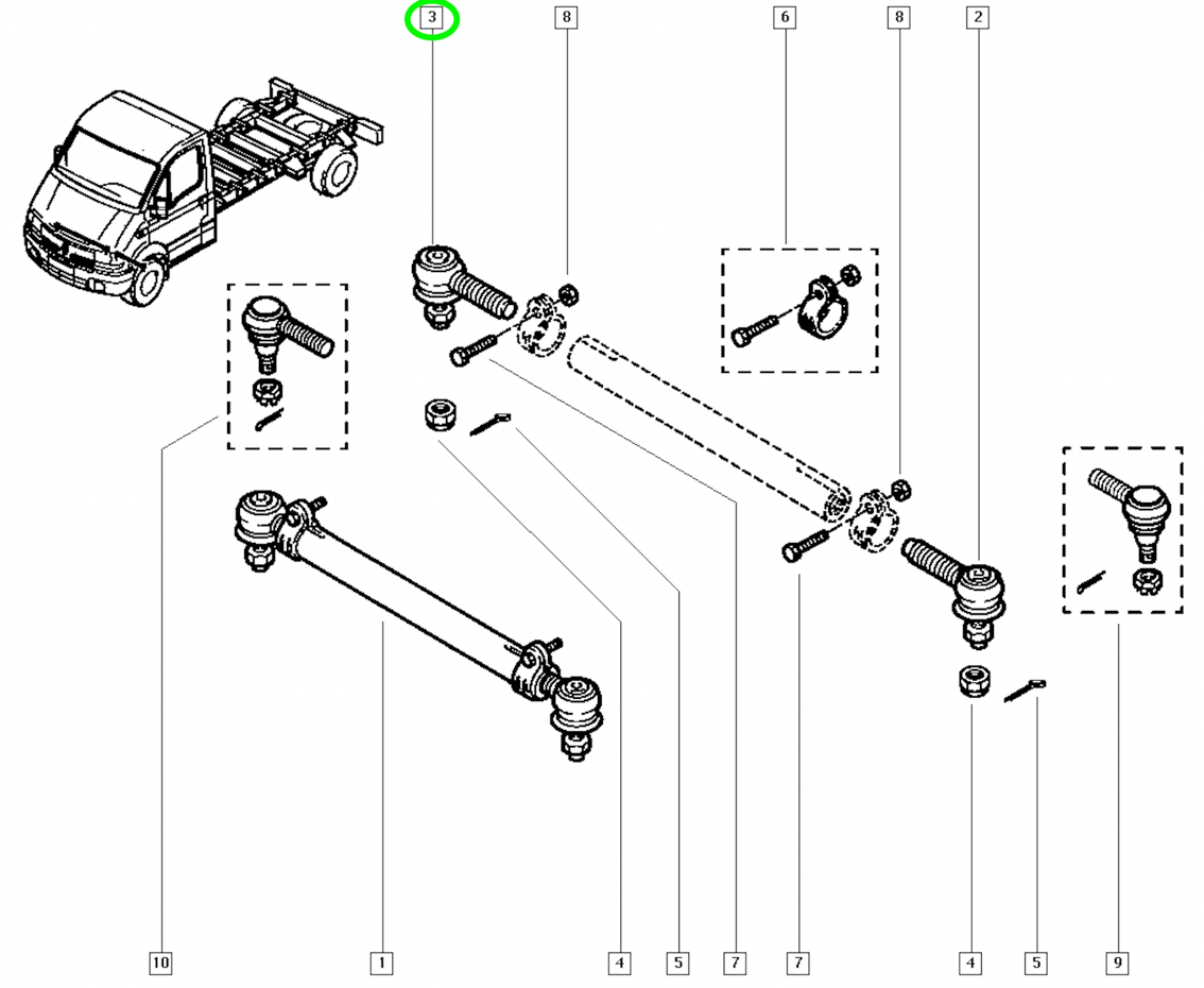 Pièce d'origine Rotule de direction gauche pour Renault Mascott 5001860769