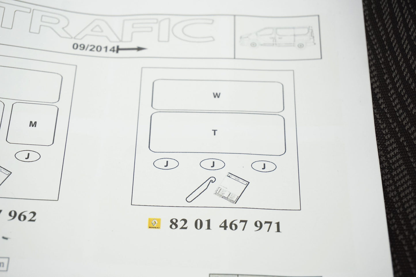 Pièce d'origine Housse de siège avec garniture pour Renault Trafic III 8201467971