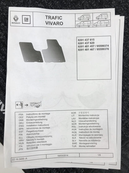 Pièce d'origine Jeu de tapis de sol pour Opel Vivaro GM 95599374