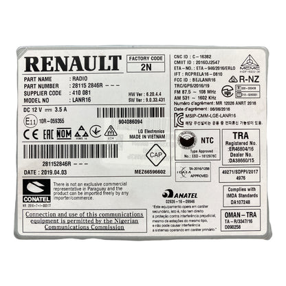 Pièce d'origine Autoradio GPS R-Link 2 pour Renault Kadjar 281152846R