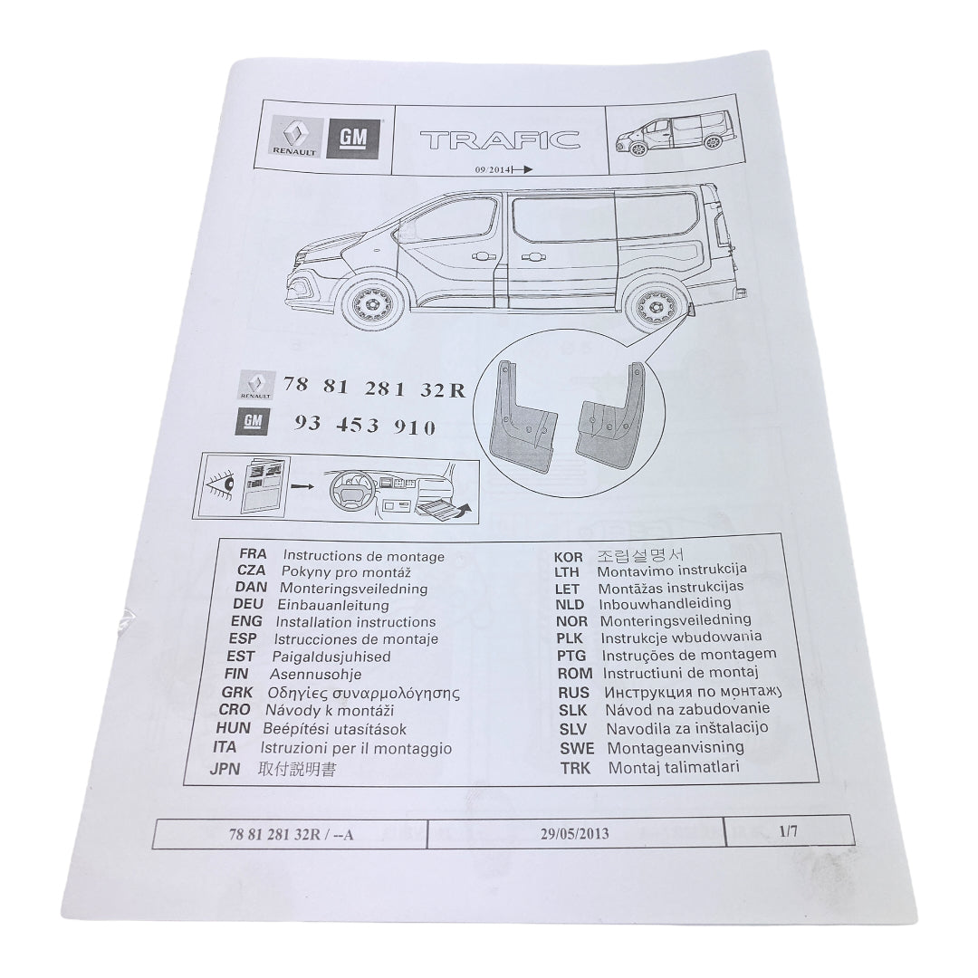 Pièce d'origine Bavette arrière pour Renault Trafic III Opel Vivaro B Fiat Talento 788128132R