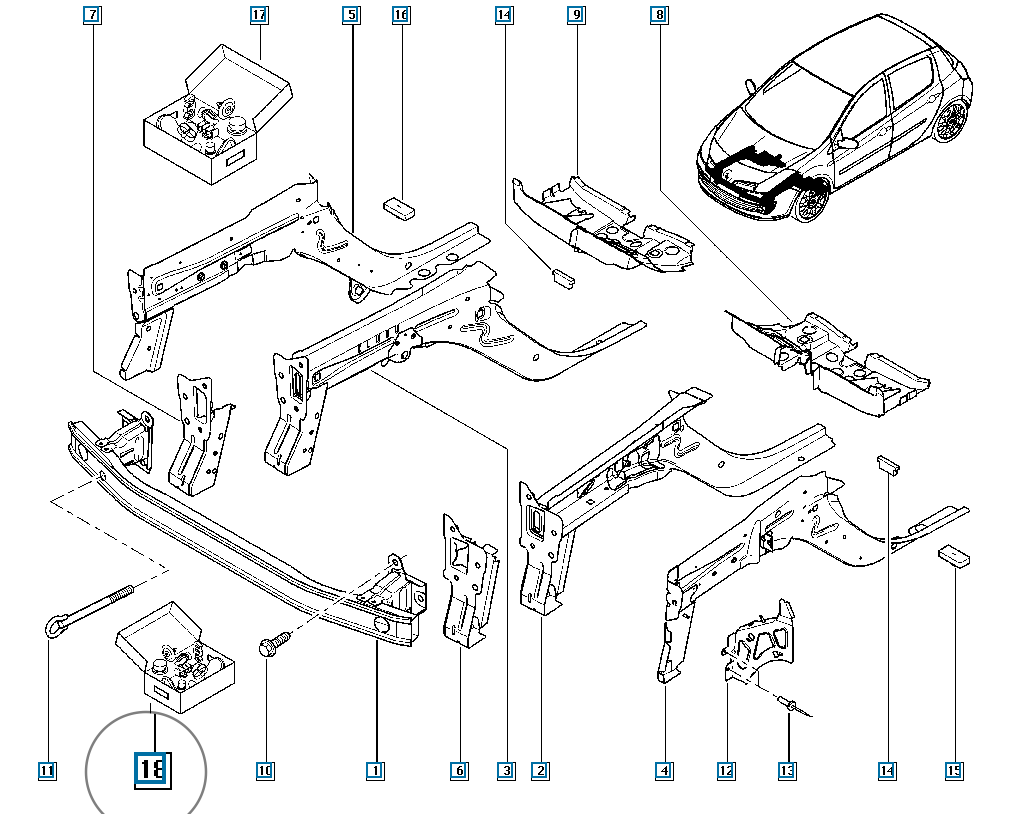 Pièce d'origine Kit de réparation clips de fixation avant pour Renault Clio III 600380651R