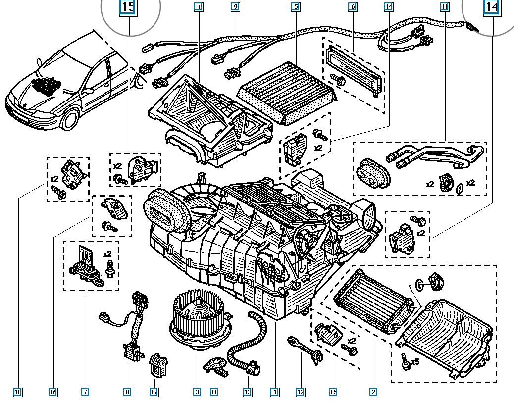 Pièce d'origine Moteur de pulseur d'habitacle pour Renault Laguna II Espace IV Vel Satis 7701206538