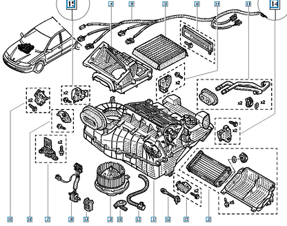 Pièce d'origine Moteur de pulseur d'habitacle pour Renault Laguna II Espace IV Vel Satis 7701206538