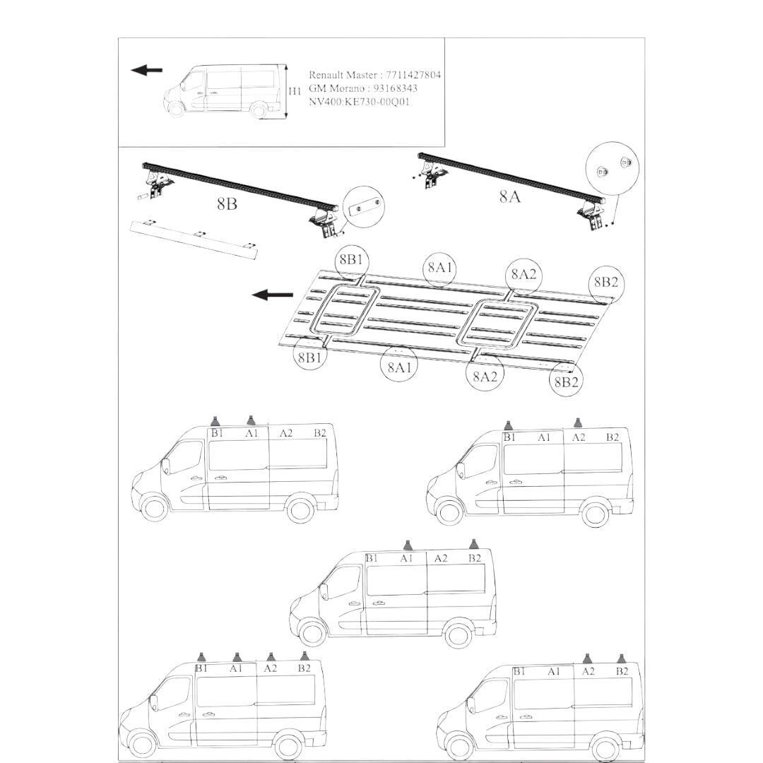 Pièce d'origine Barres de toit transversales pour Renault Master III Opel Movano B Nissan NV400 7711427804