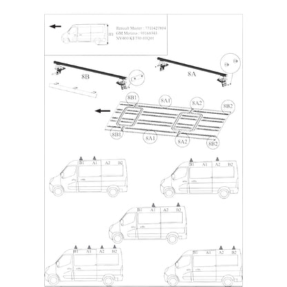 Pièce d'origine Barres de toit transversales pour Renault Master III Opel Movano B Nissan NV400 7711427804