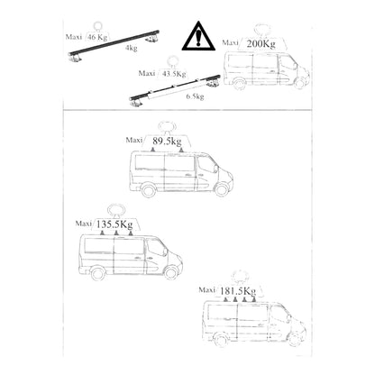 Pièce d'origine Barres de toit transversales pour Renault Master III Opel Movano B Nissan NV400 7711427804