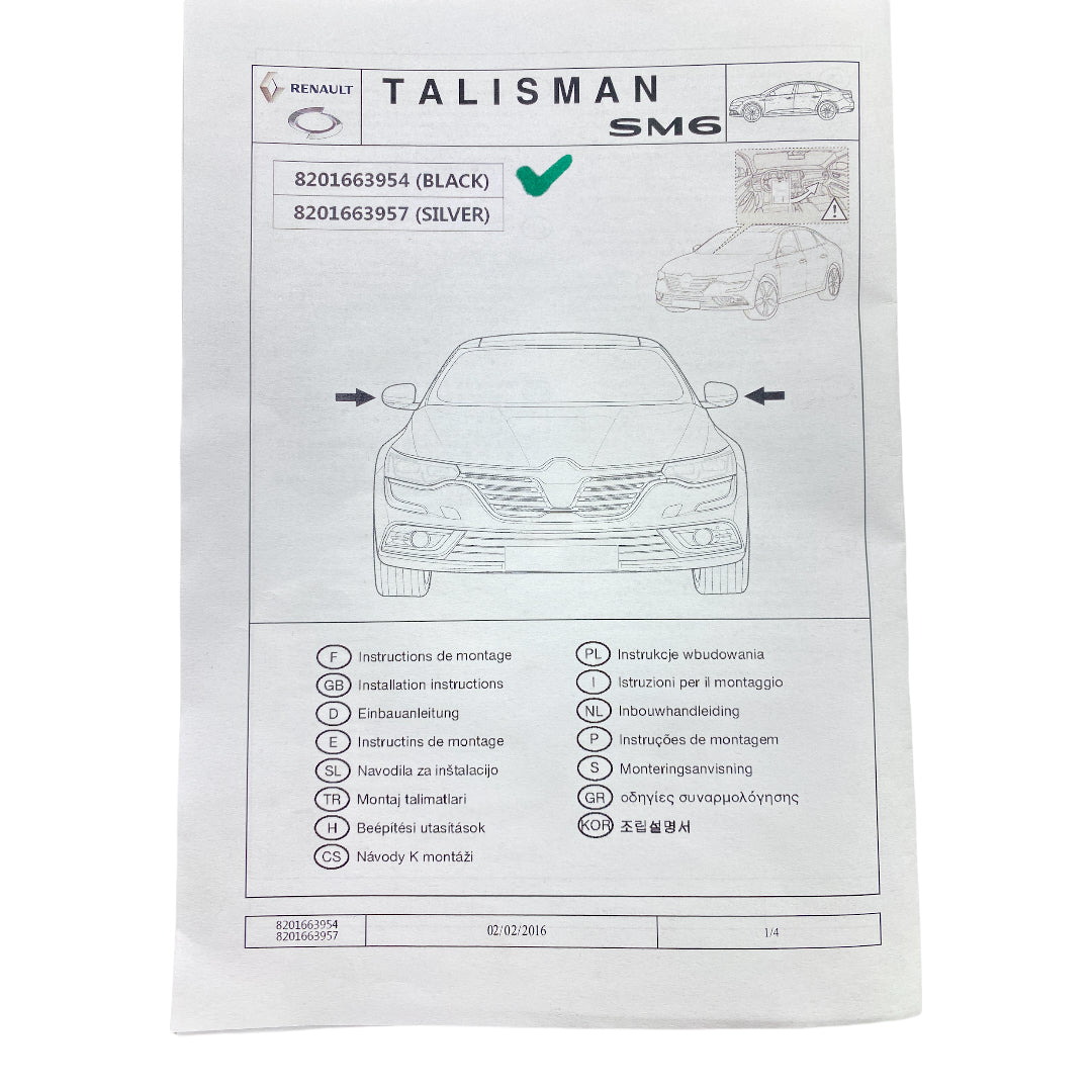 Pièce d'origine Coques de rétroviseur Black Edition pour Renault Talisman 8201663954