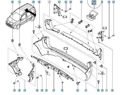 Pièce d'origine Kit de clips de pare-chocs arrière pour Renault Kangoo II 600350687R