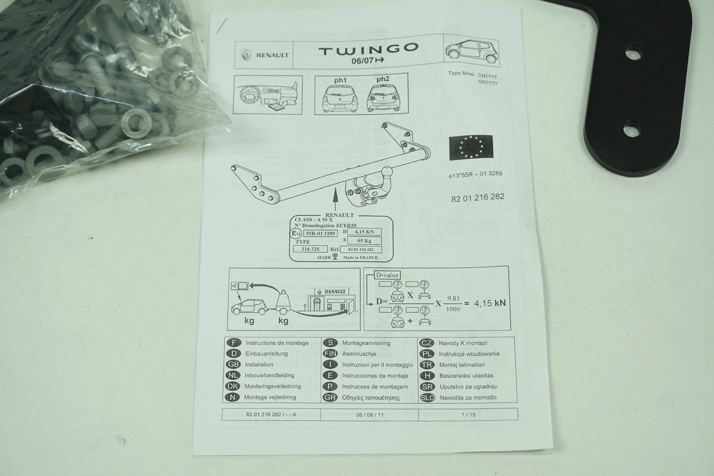 Pièce d'origine Attelage pour Renault Twingo II 8201216282
