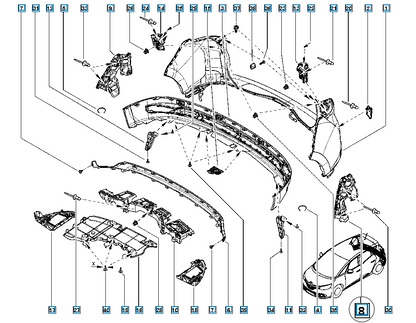 Pièce d'origine Rail de guidage de pare-chocs arrière gauche pour Renault Grand Scenic IV 850459025R