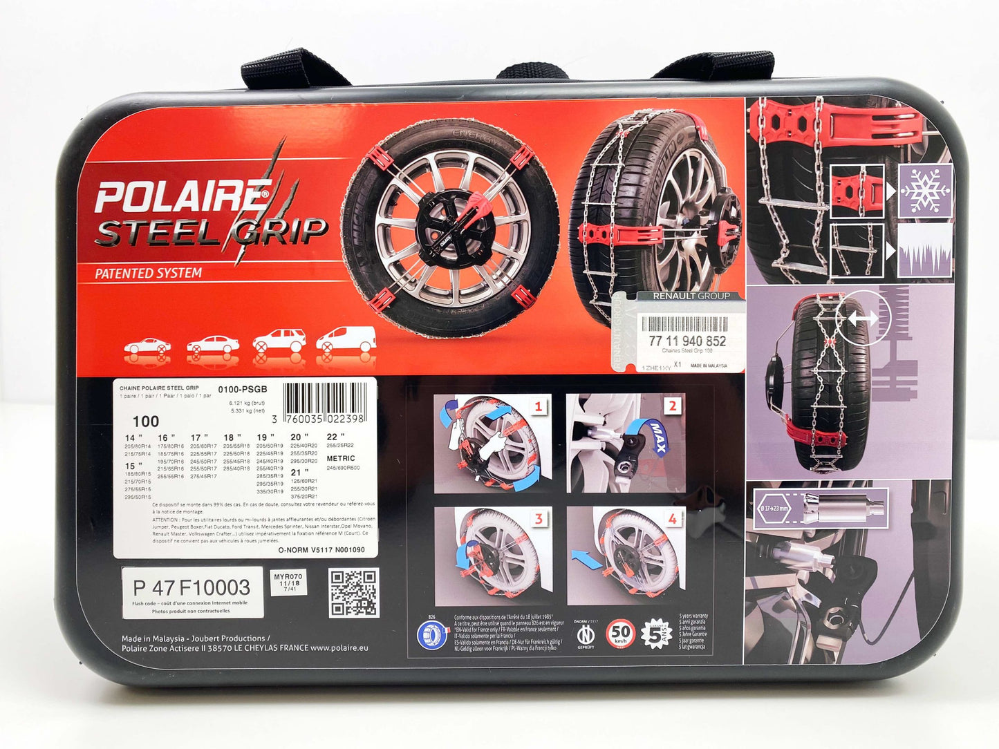 Pièce d'origine Chaînes neige Polaire Steel Grip pour Renault Kadjar 7711940852