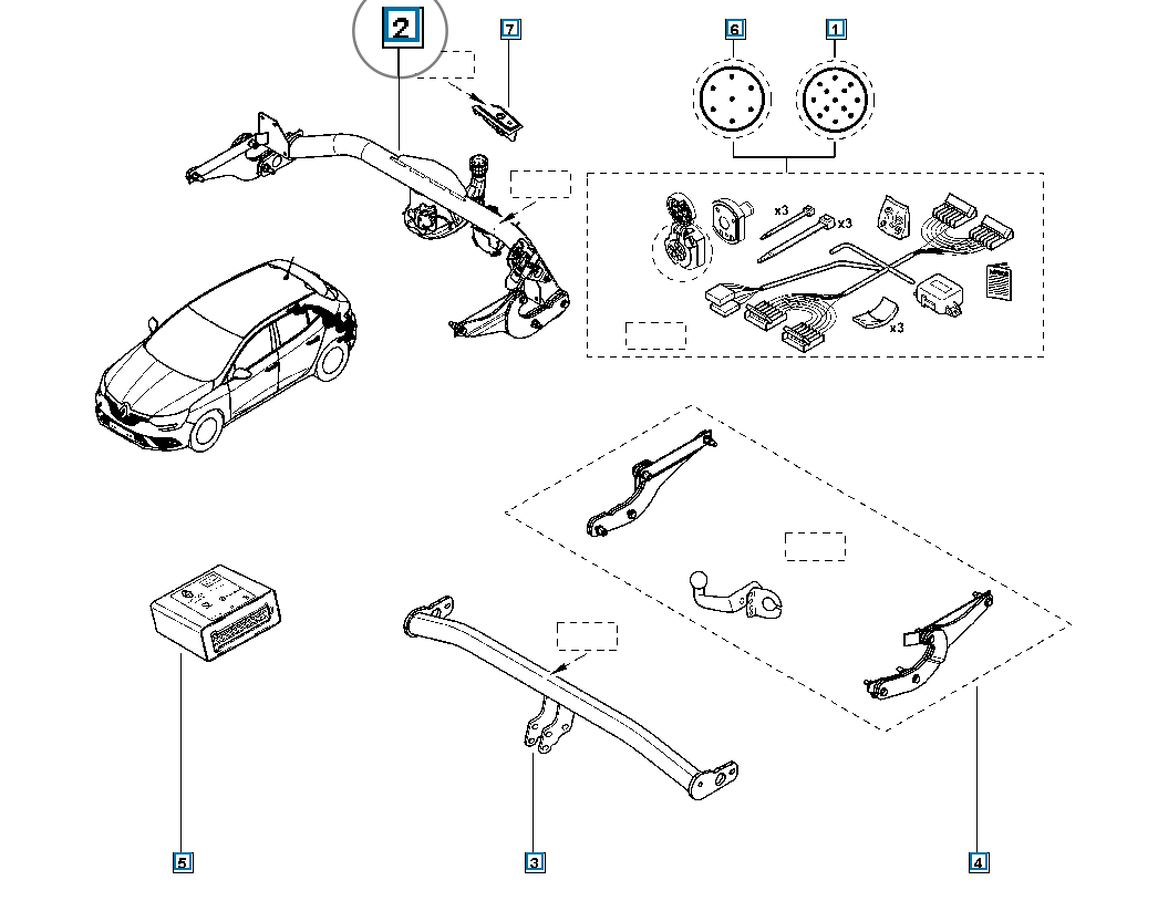 Pièce d'origine Attelage escamotable pour Renault Megane IV Grandtour 8201630479