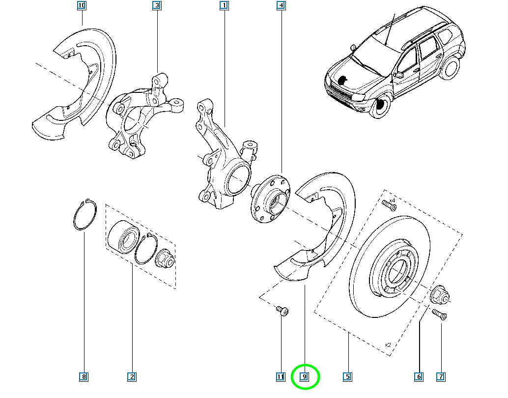Pièce d'origine Déflecteur de disque de frein pour Dacia Duster 411618034R
