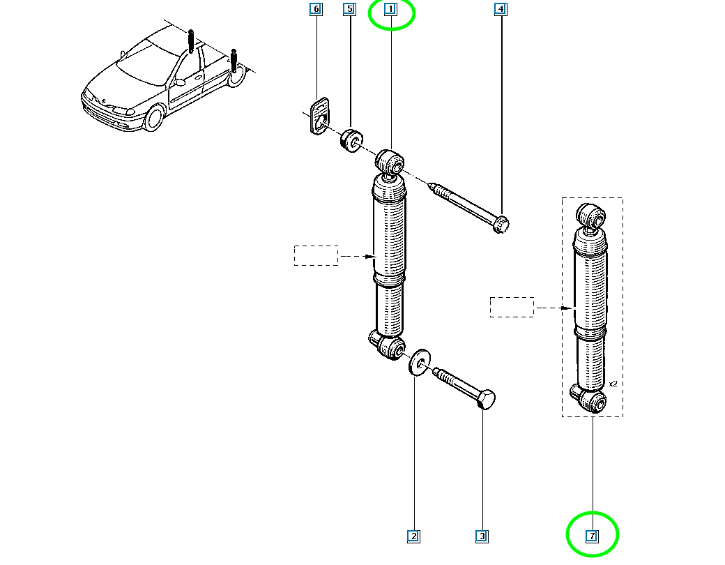 Pièce d'origine Amortisseur arrière pour Renault Laguna 562103288R