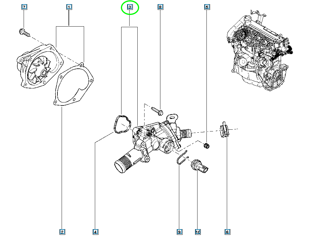 Pièce d'origine Boîtier de thermostat pour Renault 1.5 dCi 110602770R