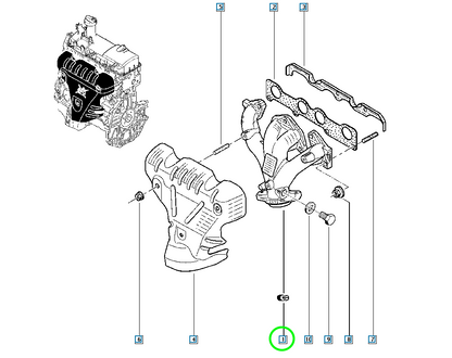 Pièce d'origine Collecteur d'échappement pour Dacia Logan Sandero 6001548025