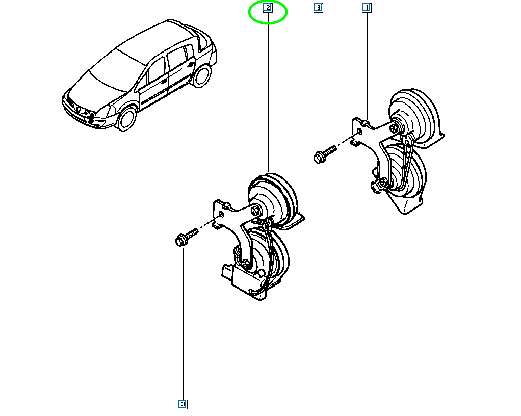 Pièce d'origine Double avertisseur sonore pour Renault Laguna Vel Satis 256107132R