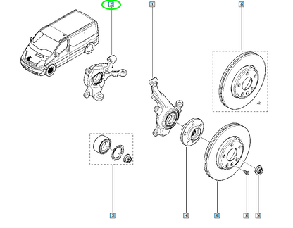 Pièce d'origine Fusée d'essieu avant droite pour Renault Trafic II Opel Vivaro 8200630533