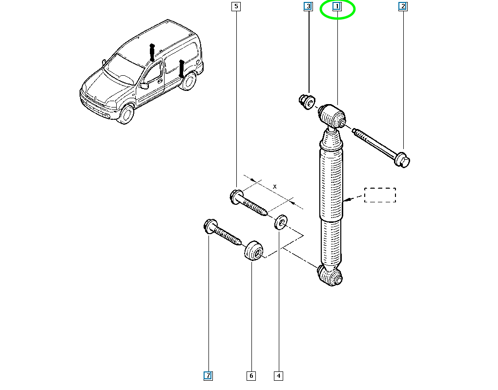 Pièce d'origine Amortisseur arrière pour Renault Kangoo 8200675679