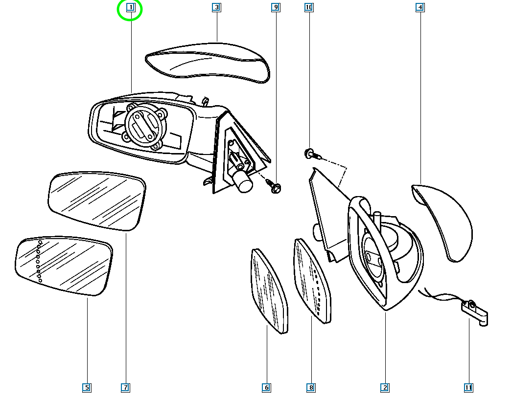 Pièce d'origine Rétroviseur extérieur électrique gauche pour Renault Espace IV 7701053701